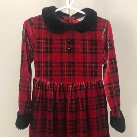 Perfectly Dressed Velour Christmas Holiday Dress in Red Plaid Sz 5t - Picture 3 of 9